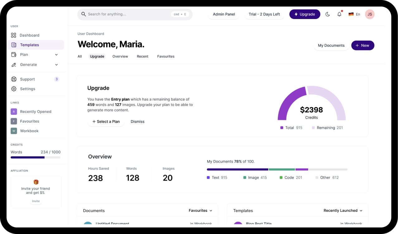 GratifyBot AI Dashboard Mockup